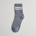 Retro Crewsocks „Celestial Mist“ – Gestreifte Socken in Jeansblau (Gr. 39-42)