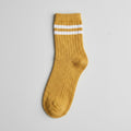 Retro Crewsocks „Desert Sunset“ – Gestreifte Socken in Senfgelb  (Gr. 39-42)
