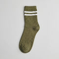 Retro Crewsocks „Emerald Embrace“ – Gestreifte Socken in Olivgrün (Gr. 39-42)