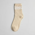 Retro Crewsocks „Soft Sand“ – Gestreifte Socken in Creme (Gr. 39-42)